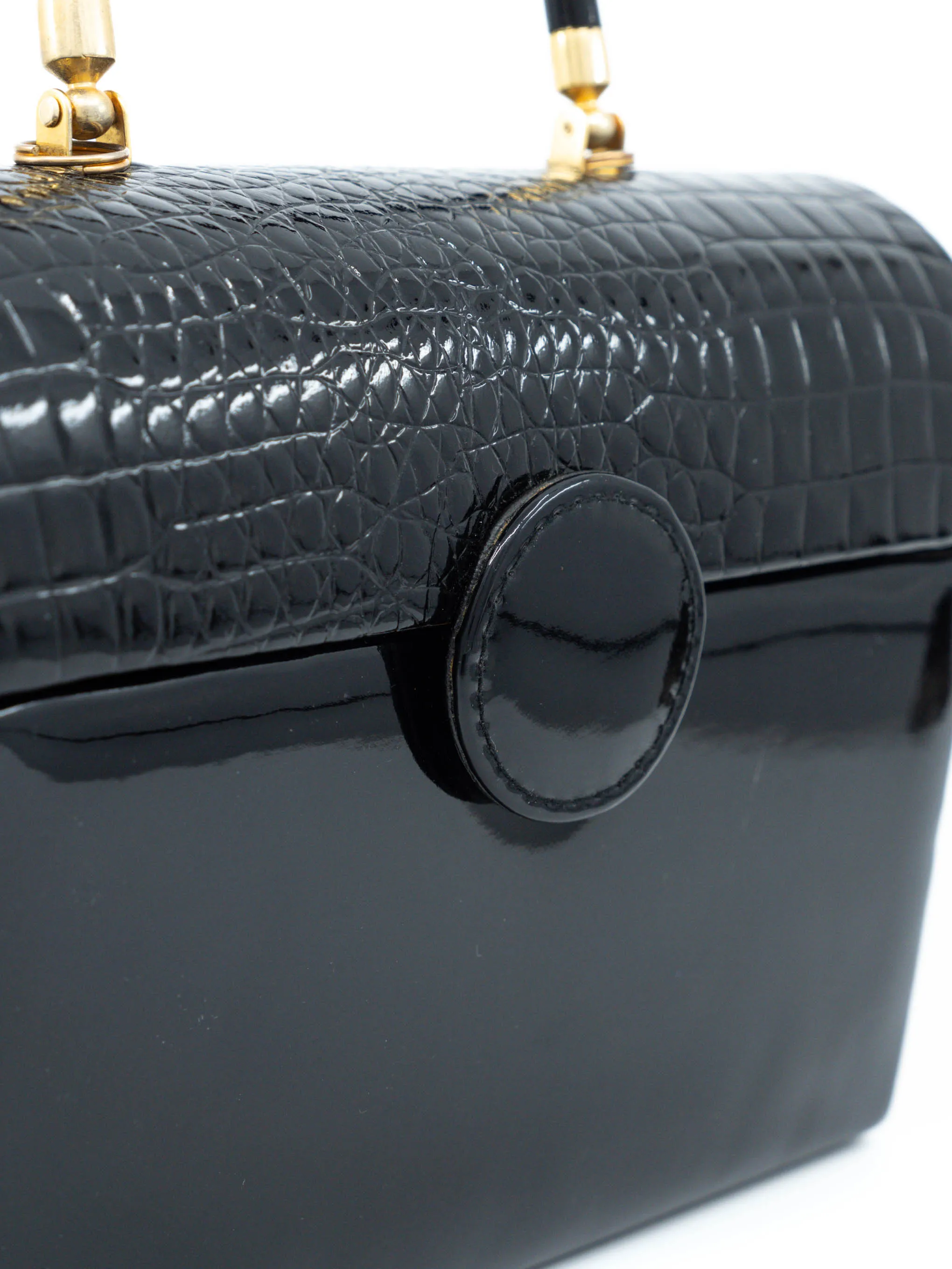 1950s Black Patent Box Bag