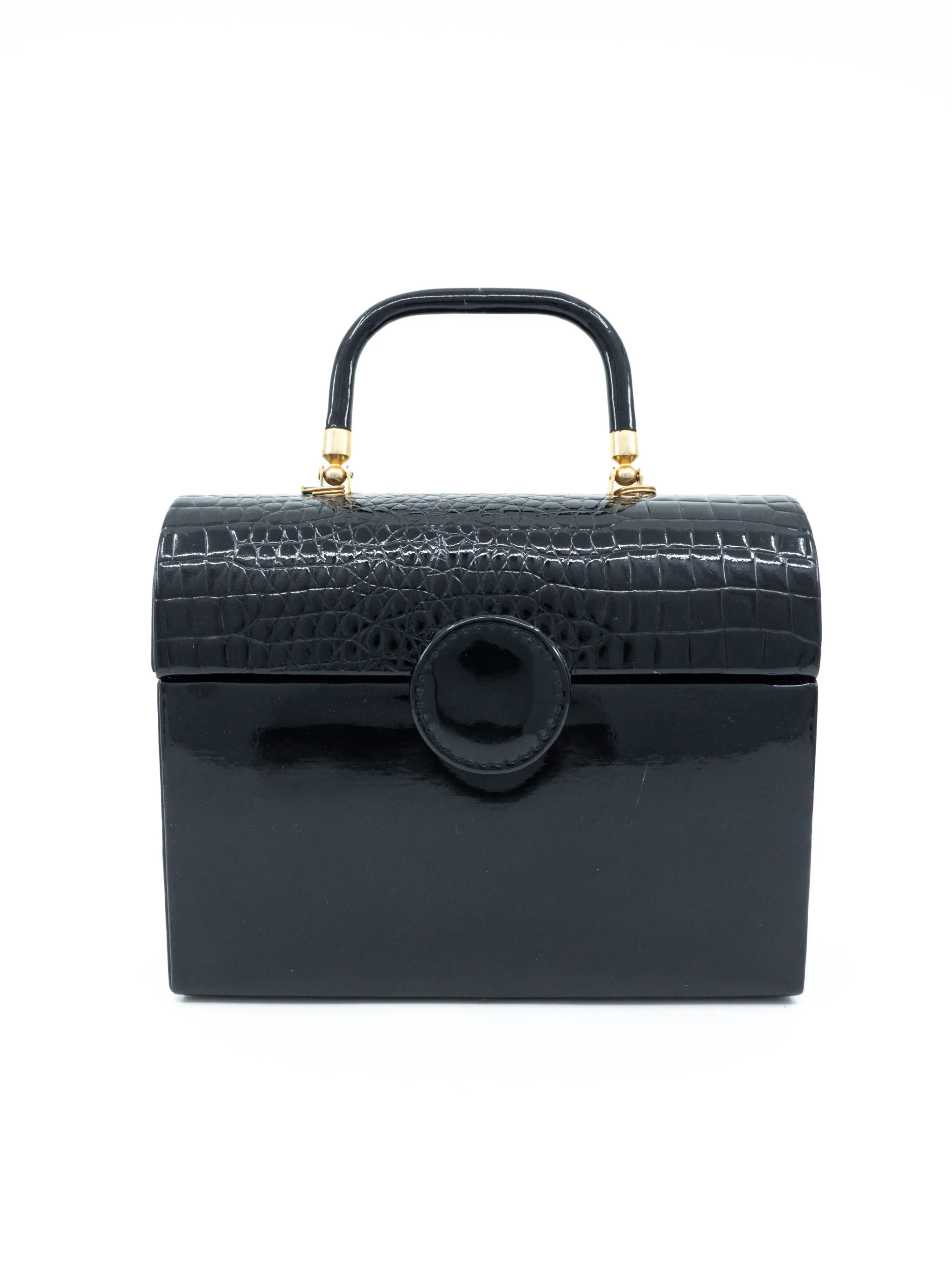 1950s Black Patent Box Bag