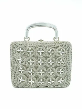 1960s Silver Crochet Box Bag