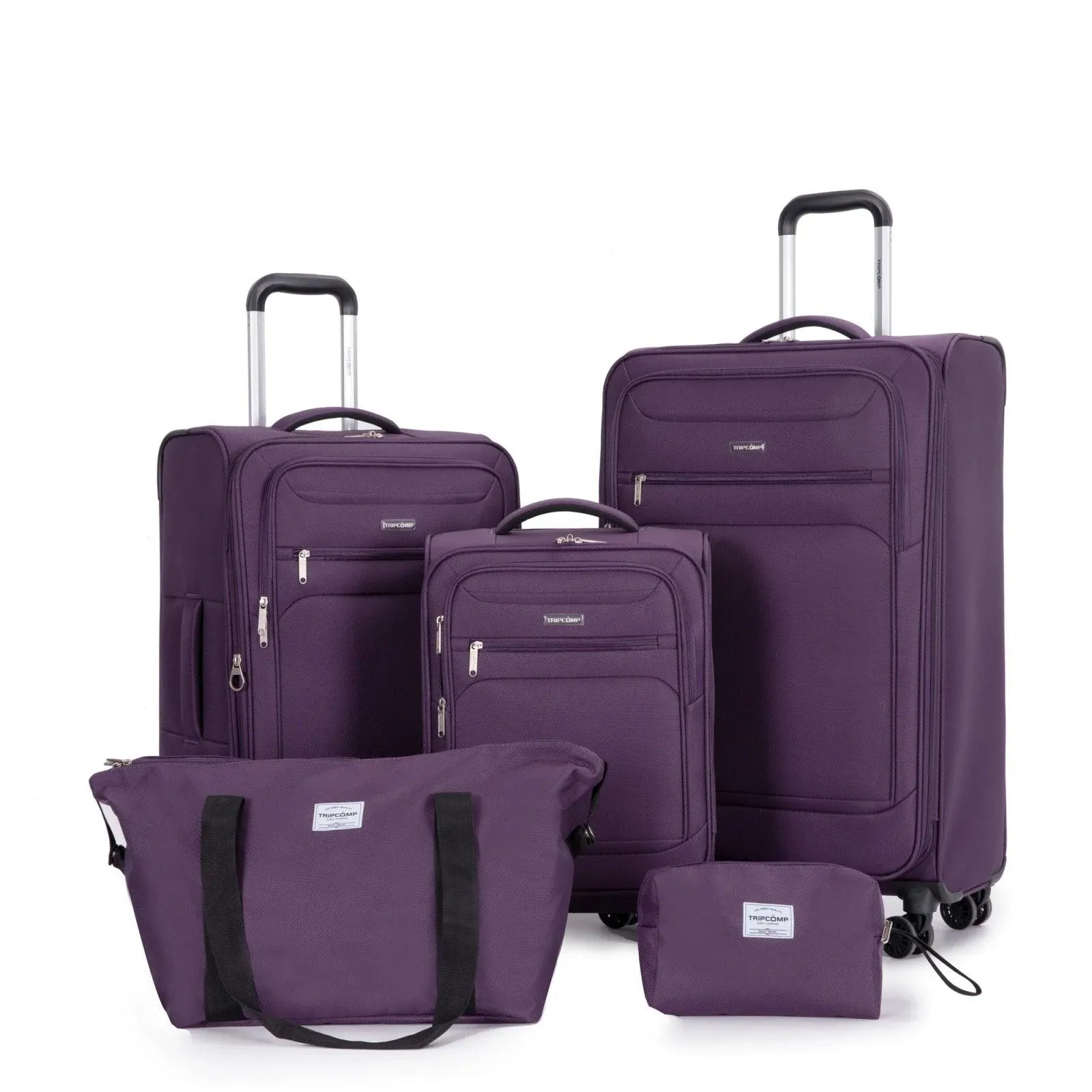 5-Piece Expandable Soft side Luggage Set with Spinner Wheels & Travel Duffel Bag