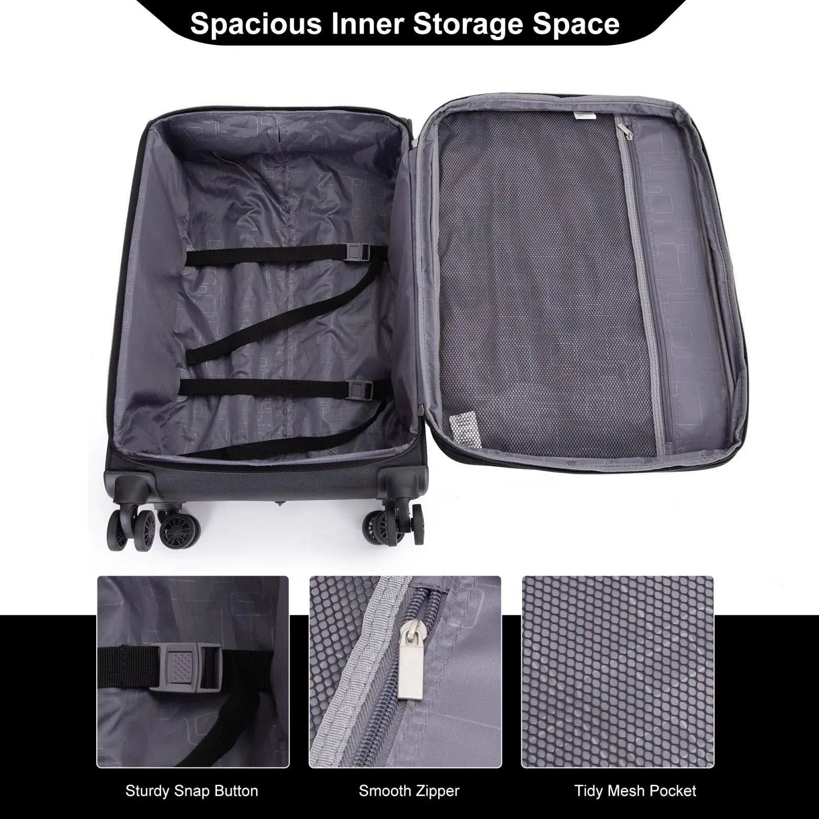 5-Piece Expandable Soft side Luggage Set with Spinner Wheels & Travel Duffel Bag