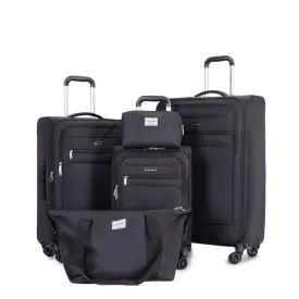 5-Piece Expandable Soft side Luggage Set with Spinner Wheels & Travel Duffel Bag