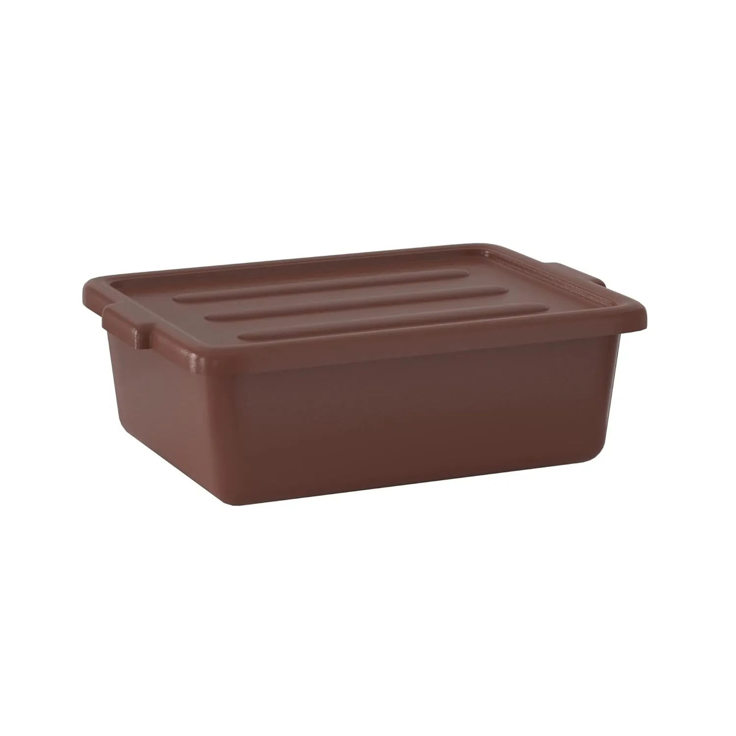 6-Pack 20" x 15" x 7" 9 Gallon Brown Polypropylene Plastic Bus Tub/Bus Box with Cover