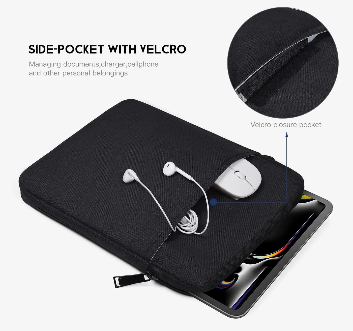 8 inch Tablet Sleeve Case for iPad mini 7th 6th 8.3", iPad mini 5/4/3/2 7.9",Kindle Fire HD 8/8 Plus Tablet, Galaxy Tab A 8.0, Lenovo Tab M8 M9 Shockproof Travel Carrying Bag -Black