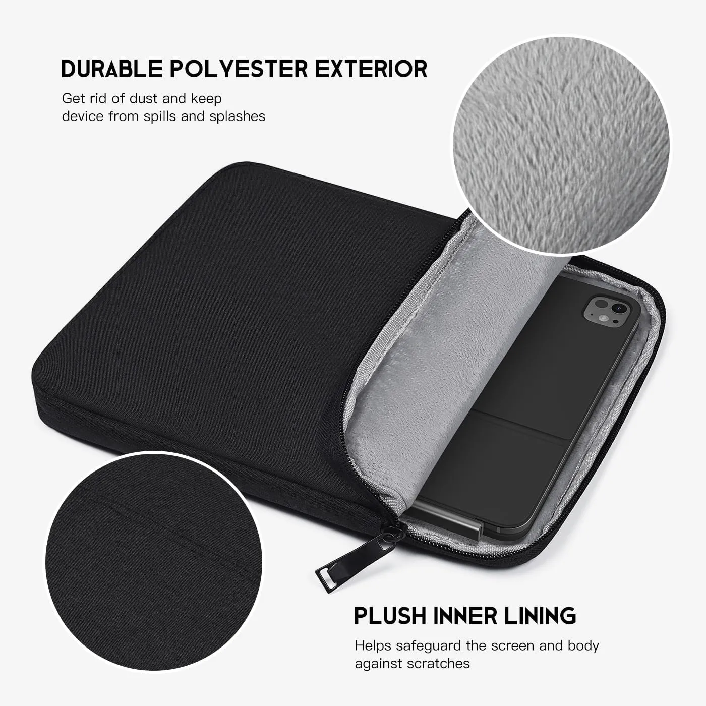 8 inch Tablet Sleeve Case for iPad mini 7th 6th 8.3", iPad mini 5/4/3/2 7.9",Kindle Fire HD 8/8 Plus Tablet, Galaxy Tab A 8.0, Lenovo Tab M8 M9 Shockproof Travel Carrying Bag -Black