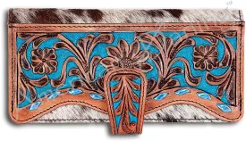 American Darling ADBG487BR Wallet Hand Tooled Hair On Genuine Leather Women Bag Western Handbag Purse