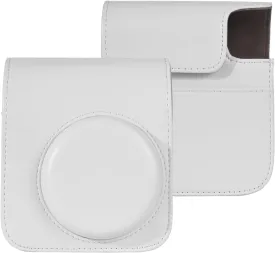 Andoer Camera Case Protective Case for Instant Camera PU Leather Camera Case with Adjustable Removable Shoulder Strap Replacement for Fujifilm Instax Mini 12, white, White