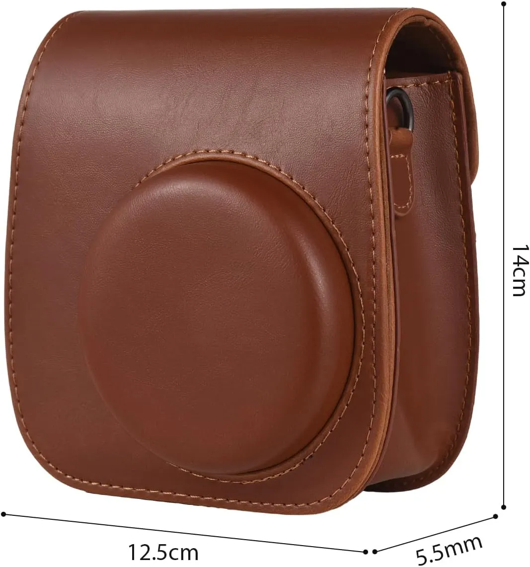 Andoer Instant Camera Storage Case Camera Bag PU Leather Magnetic Buckle with Shoulder Strap Compatible with Fujifilm Instax Mini 12/11/9/8, White, Compact
