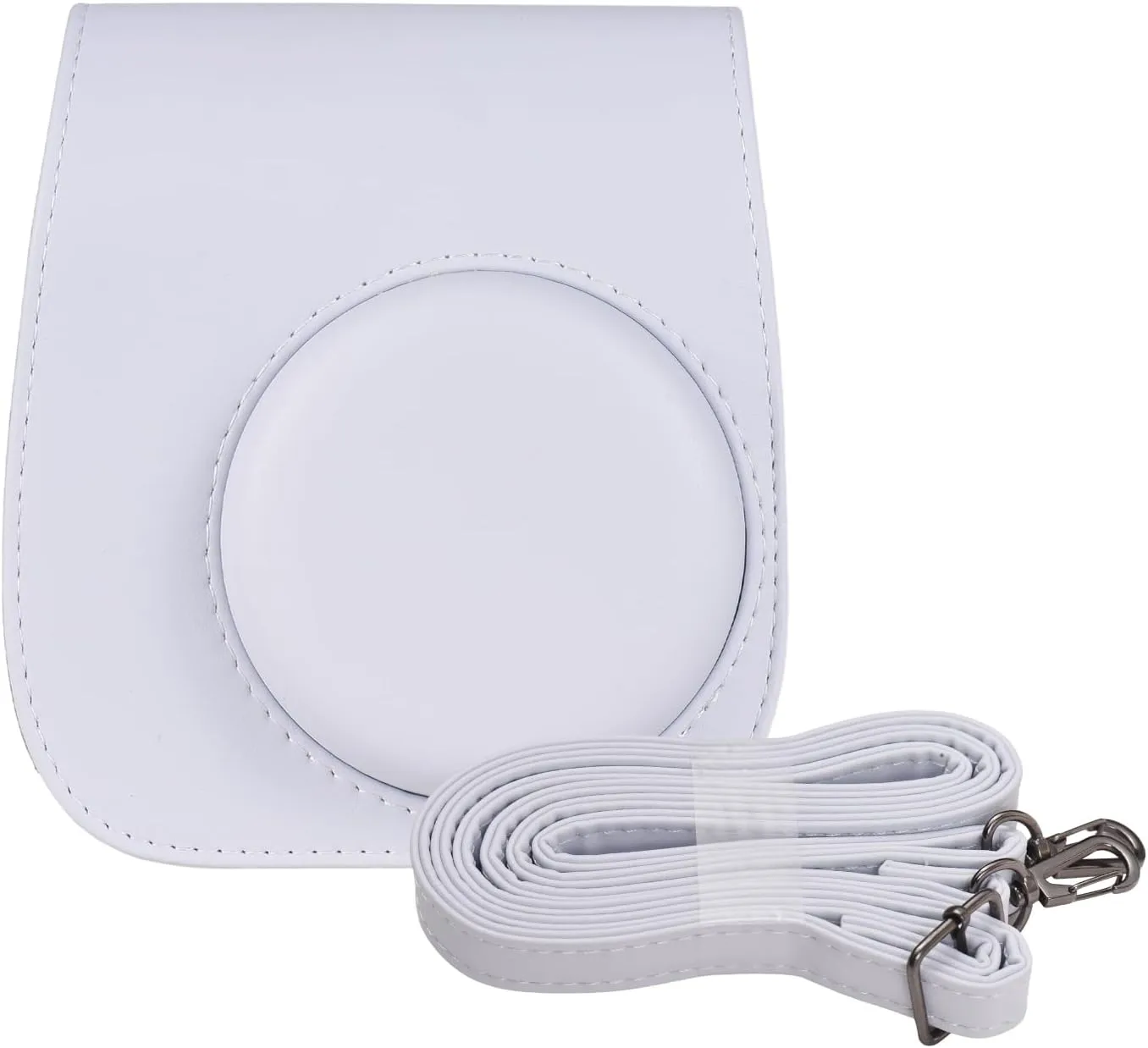 Andoer Instant Camera Storage Case Camera Bag PU Leather Magnetic Buckle with Shoulder Strap Compatible with Fujifilm Instax Mini 12/11/9/8, White, Compact