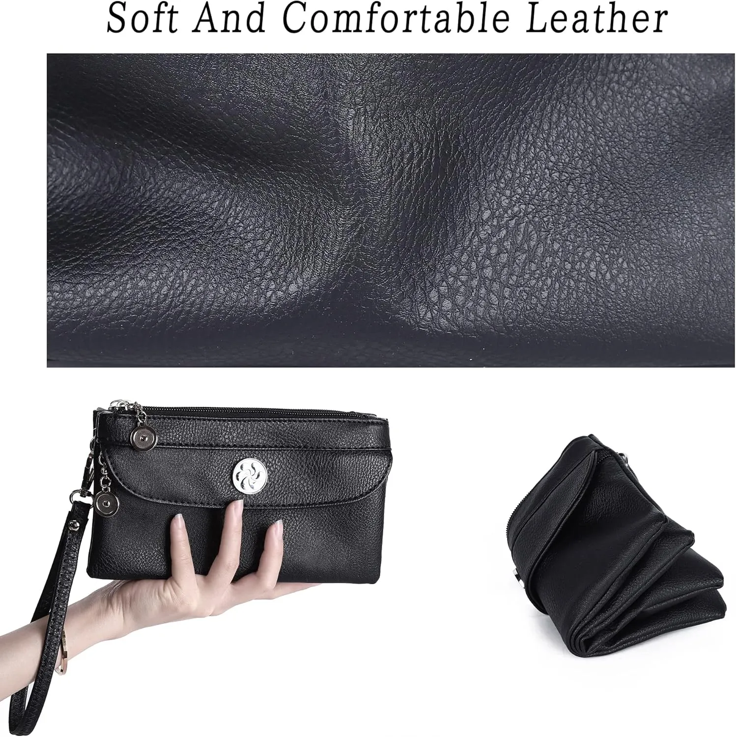 Angel Kiss Crossbody Bags Small Purses for Women Vegan Leather Cell Phone Wallet Purse with Wristlet Strap