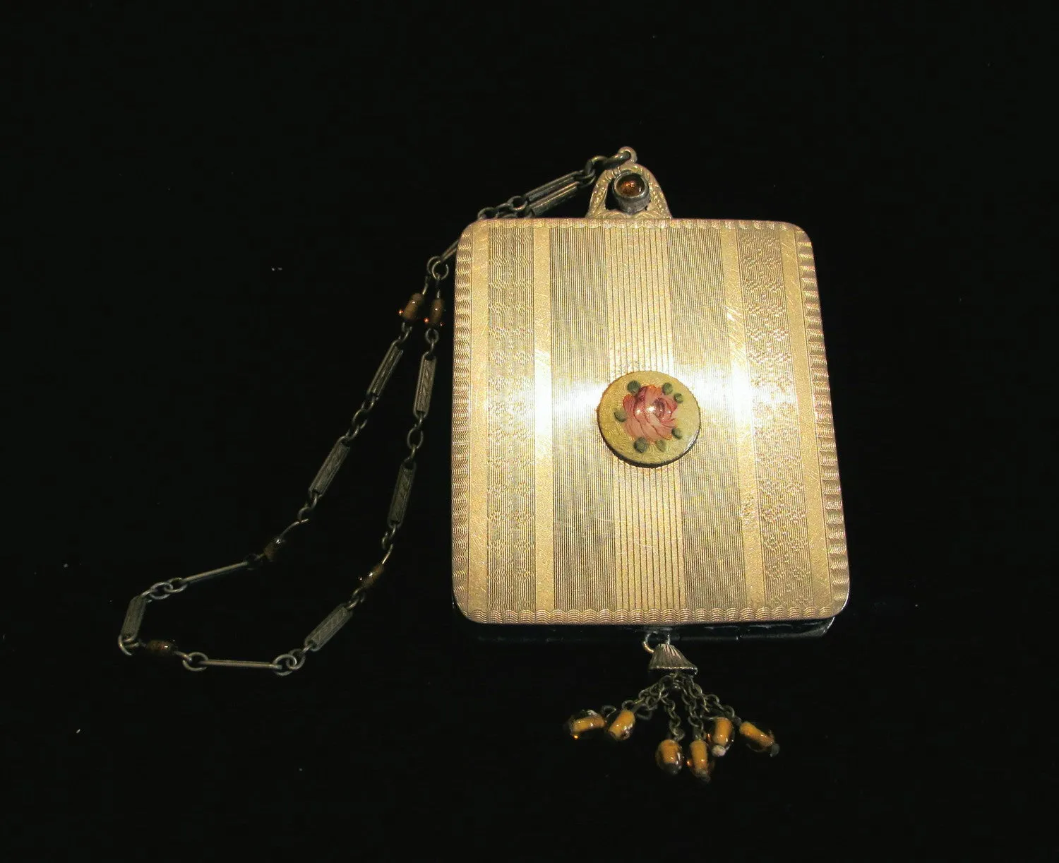 Antique Guilloche Compact Dance Purse 1910s Compact Purse Vintage Wristlet Compact