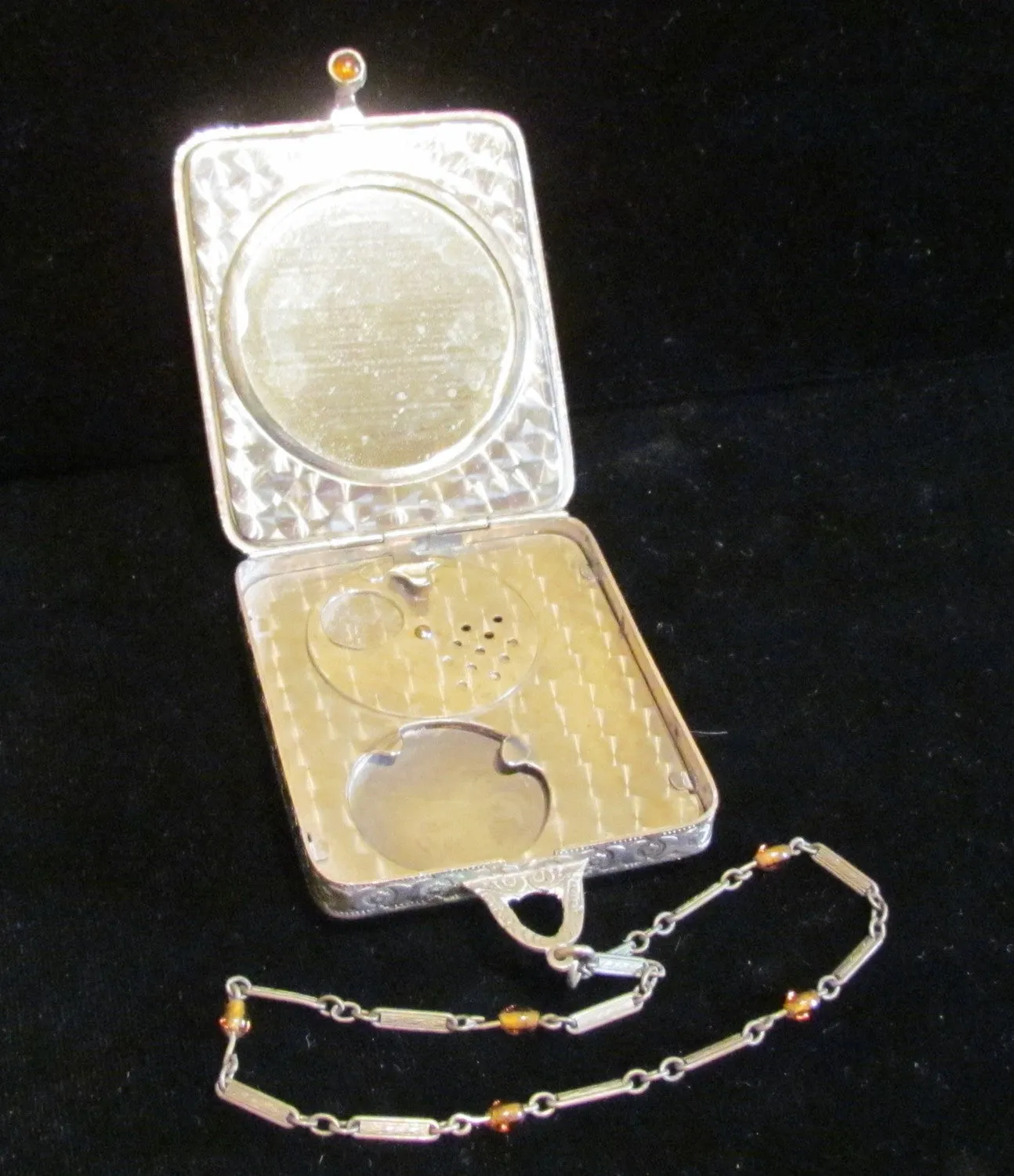 Antique Guilloche Compact Dance Purse 1910s Compact Purse Vintage Wristlet Compact