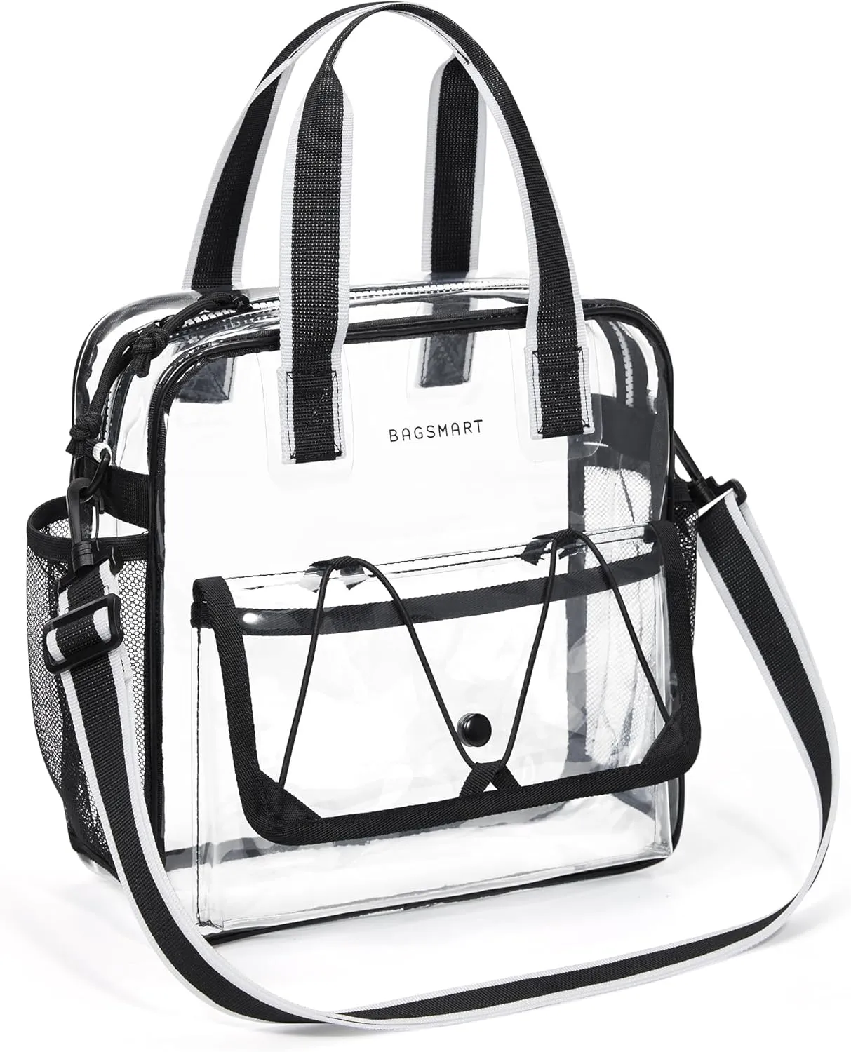 BAGSMART Clear Bag for Stadium Events, 12x6x12 Small Tote Bag with Zipper, Clear Crossbody bag for Festival Essentials