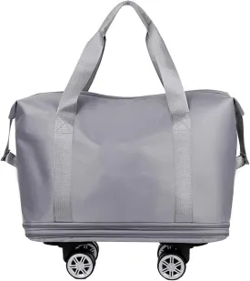 Beente Travel Bag with Wheels,Large Capacity Travel Bag, Rolling Tote Bag withWheels, Universal Wheel Removable (Grey)