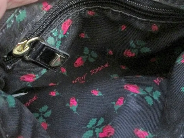 BETSEY JOHNSON BUTTERFLY Clutch Sequin Purse Case Pouch Wallet BLACK Bug