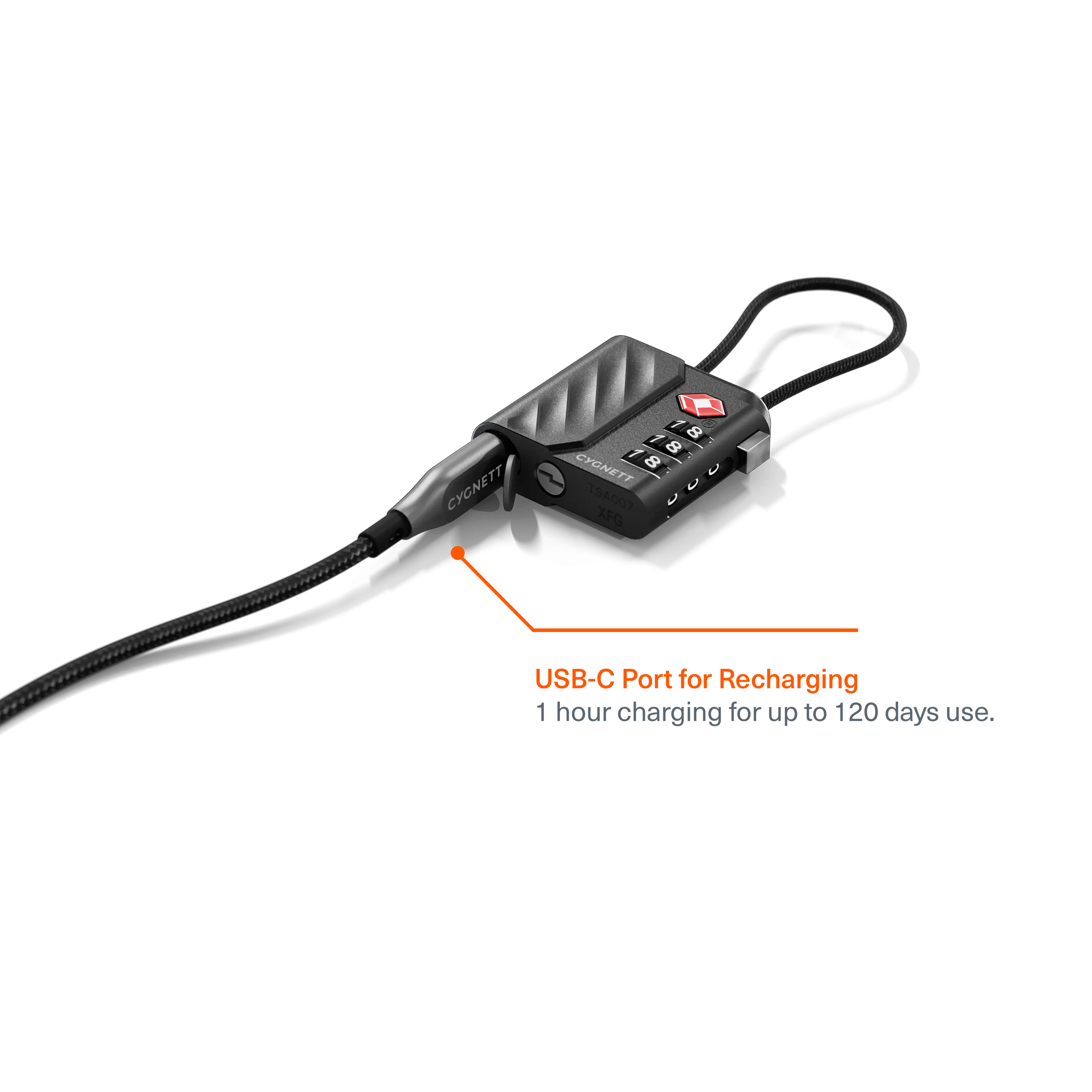 Bluetooth® TravelTag TSA Lock with USB-C Recharging