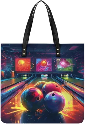 Bowling Balls Tote Bag Durable Water-Resistant Handbags Lightweight Tote for Travel Work Book