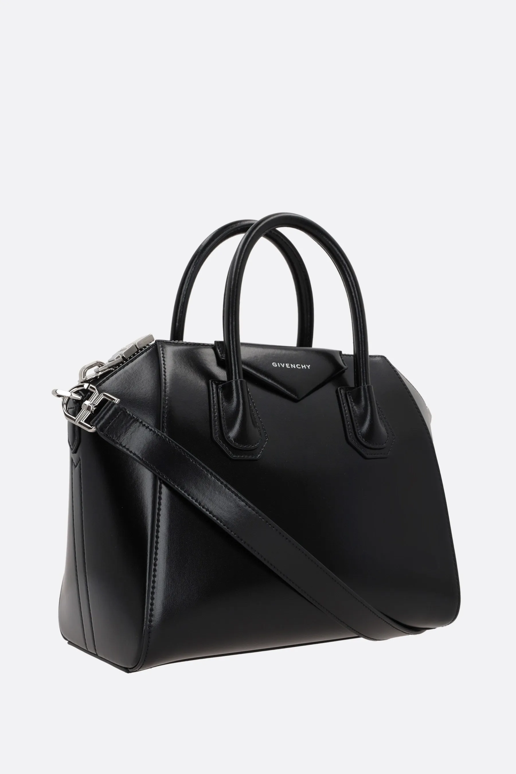 Box Leather Structured Top Handle Bag