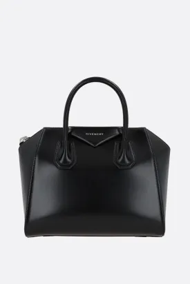Box Leather Structured Top Handle Bag