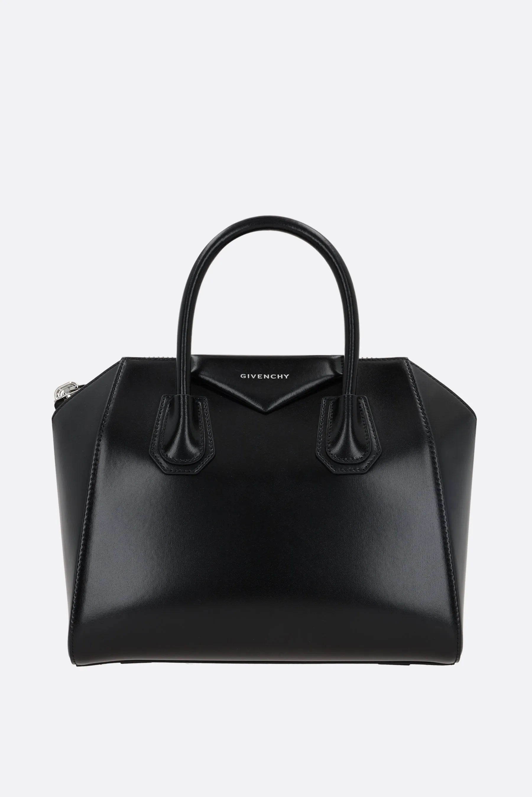 Box Leather Structured Top Handle Bag