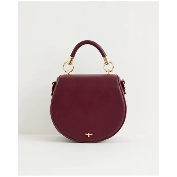 Burgundy Vegan Leather Saddle Bag