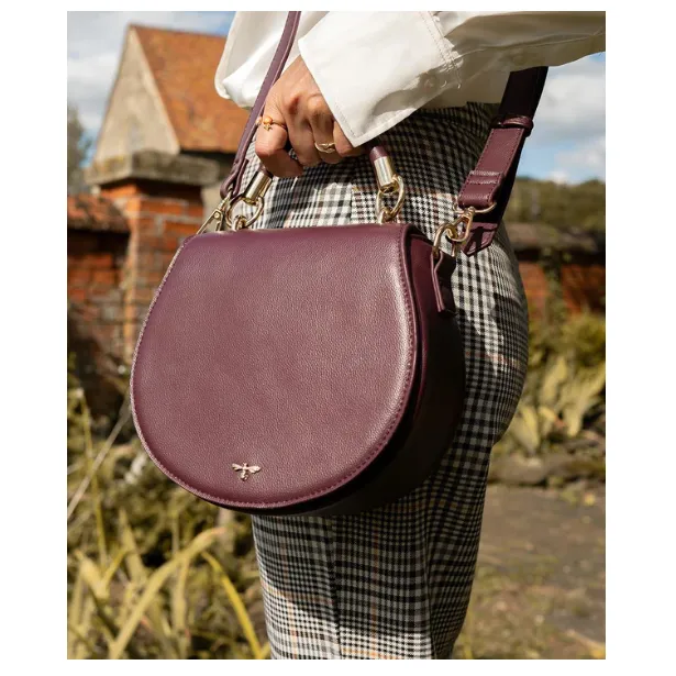 Burgundy Vegan Leather Saddle Bag