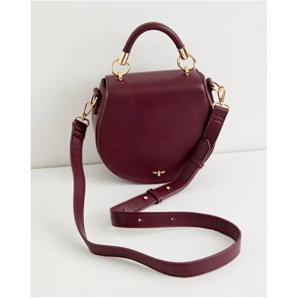Burgundy Vegan Leather Saddle Bag