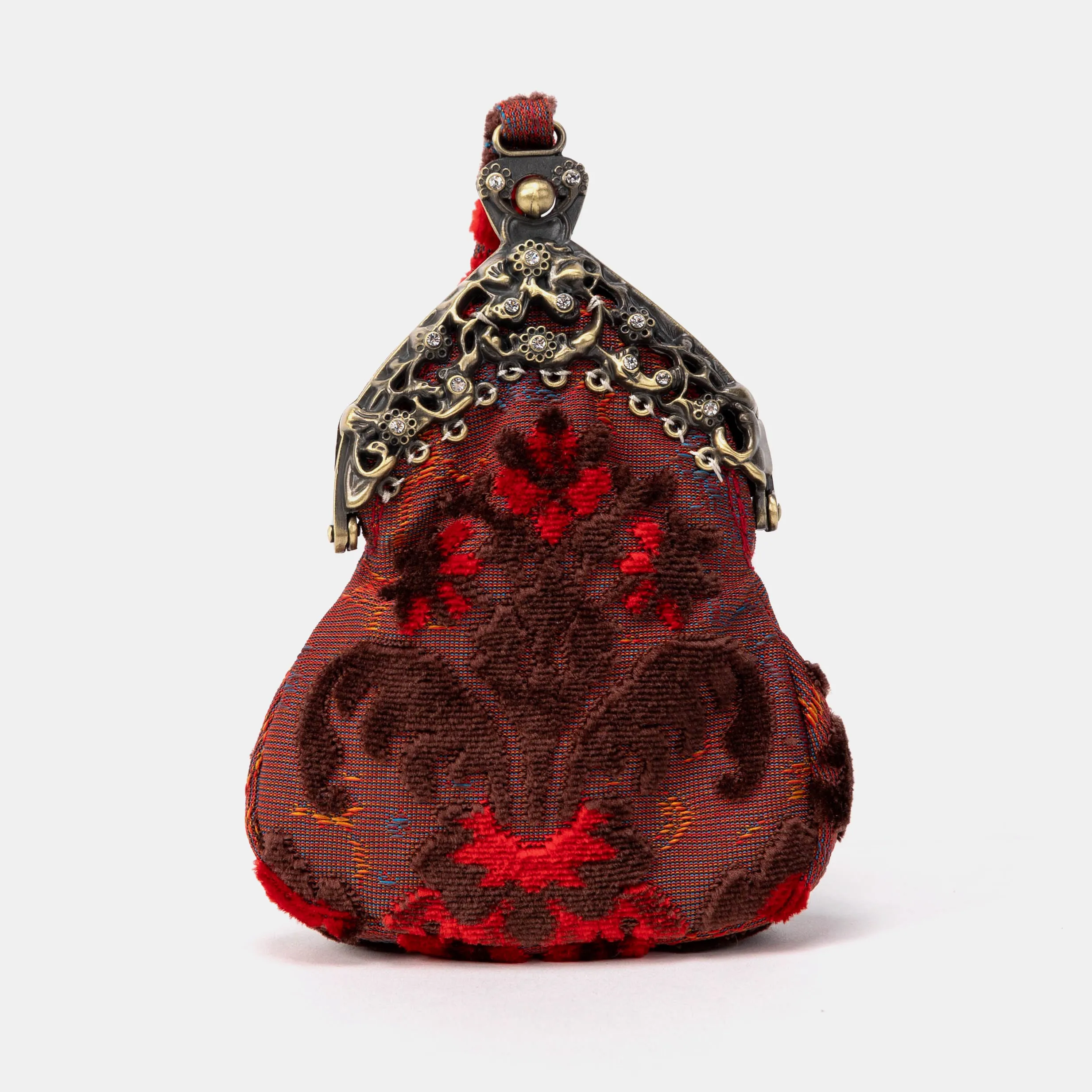 Burnout Velvet Revival Scarlet Chatelaine Purse Wristlet Bag