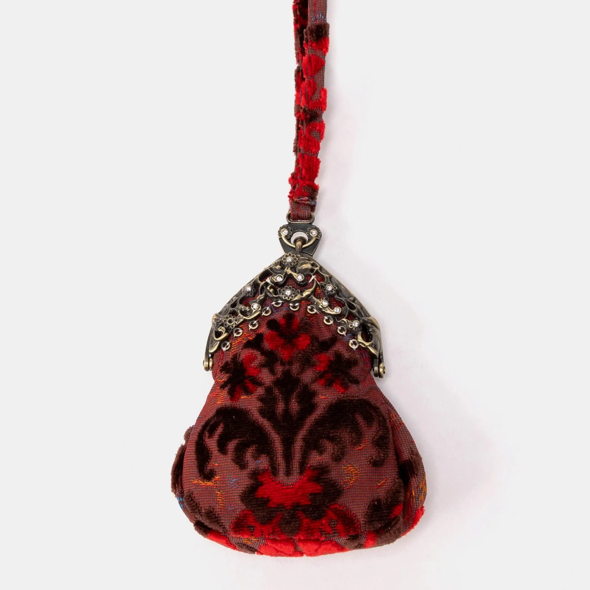 Burnout Velvet Revival Scarlet Chatelaine Purse Wristlet Bag