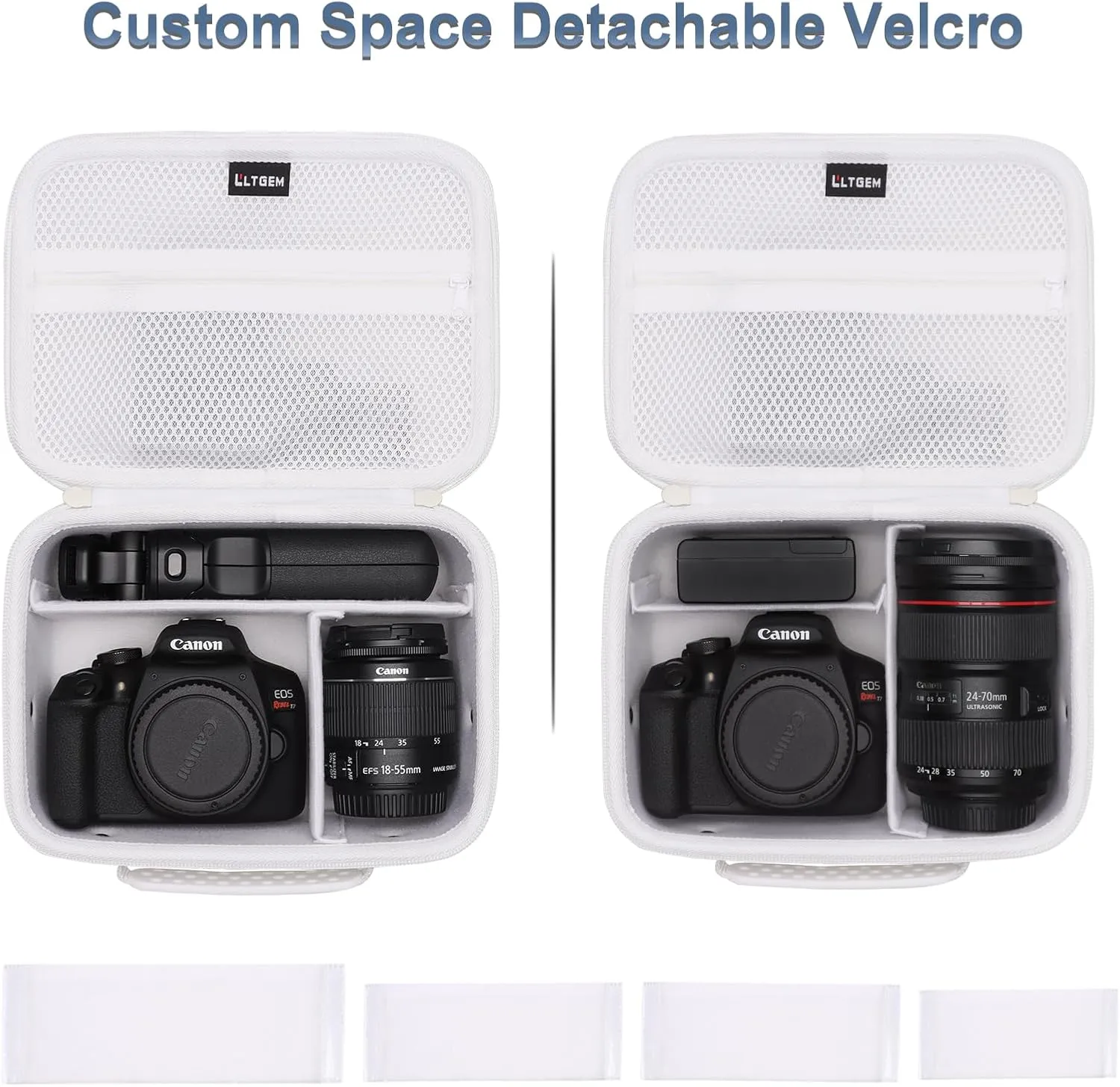 Camera Case Compatible with Canon EOS Rebel T7 / R100 / R50 / R5 / R6 Mark II / R7 / R8 / 90D / 5D Mark IV, Sony, Nikon DSLR Camera, Lens, Tripod, with 4 Pieces of Dividers and Shoulder Strap, White