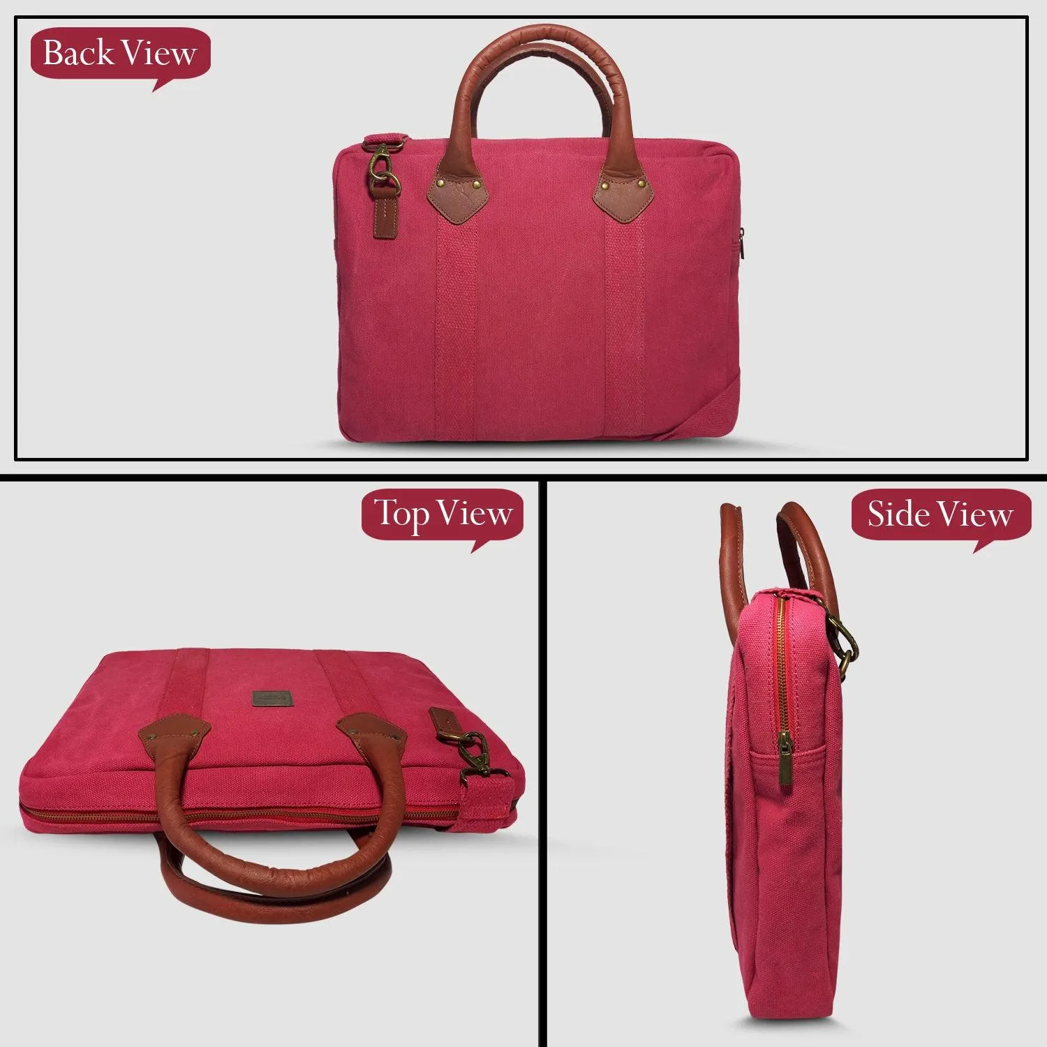CANVAS & AWL Canvas and Genuine Leather Trim Unisex Laptop Messenger Bag, Travel Crossbody Bag (Wine)