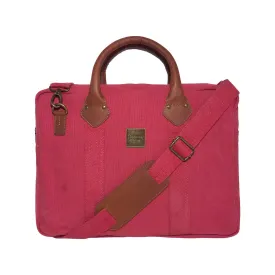 CANVAS & AWL Canvas and Genuine Leather Trim Unisex Laptop Messenger Bag, Travel Crossbody Bag (Wine)