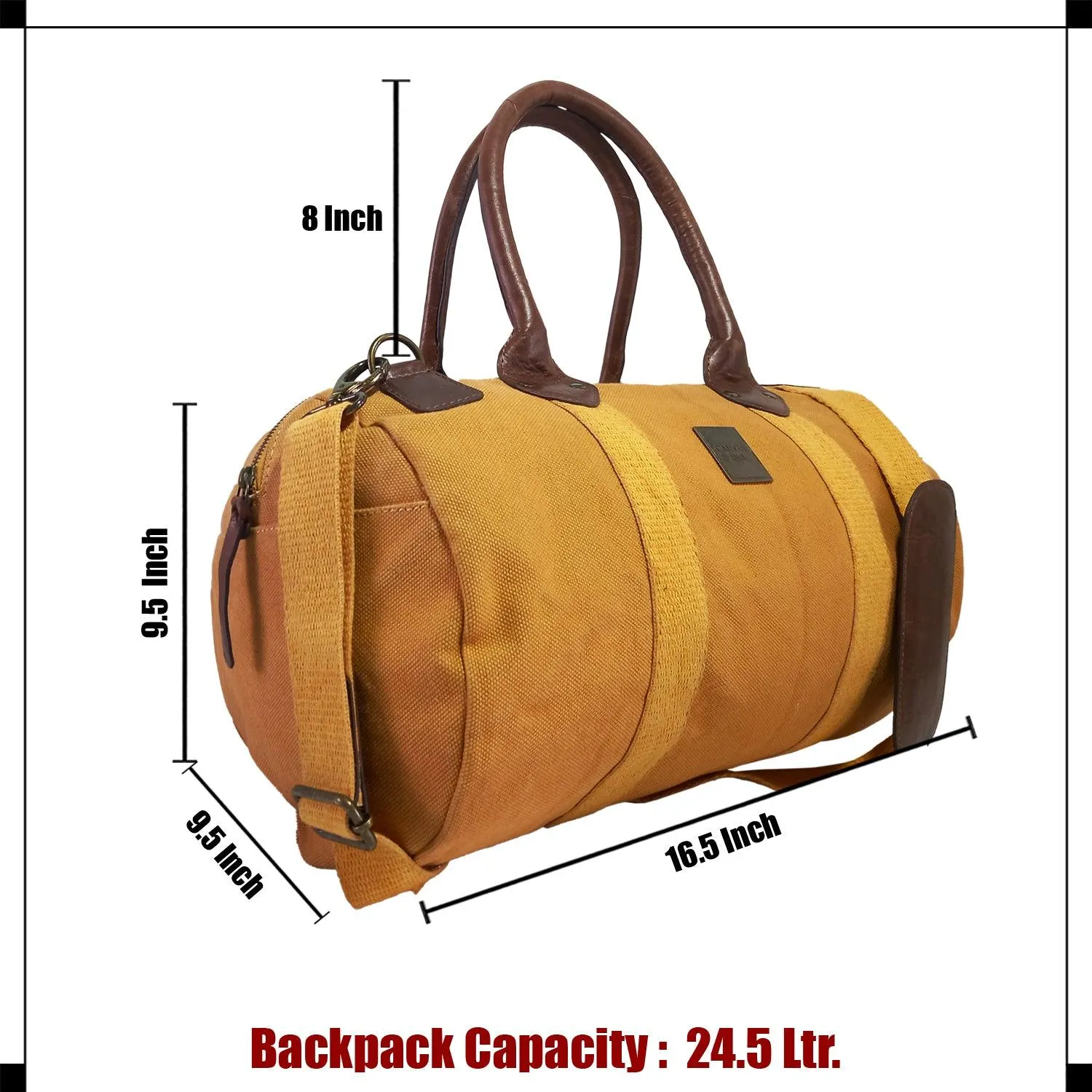 CANVAS & AWL Canvas and Genuine Leather Trim Unisex Travel Duffle Bag, Shoulder Weekender Overnight Bag (Tan)