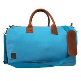 CANVAS & AWL Canvas with Genuine Leather Trim Unisex Travel Duffle Bag, Shoulder Weekender Overnight Bag (Turquoise)