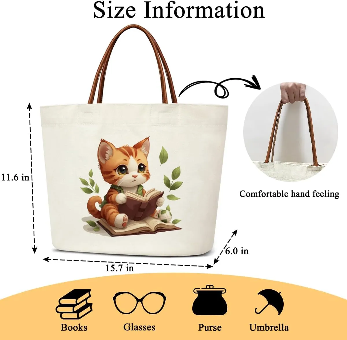 Canvas Tote Bag Aesthetic Tote Bag for Women Teens Reusable Grocery Shopping Bag With Handles Cute Animal Tote Bag