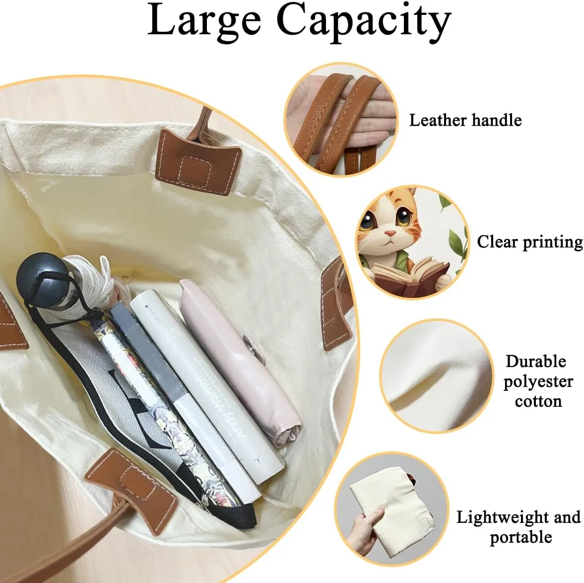 Canvas Tote Bag Aesthetic Tote Bag for Women Teens Reusable Grocery Shopping Bag With Handles Cute Animal Tote Bag