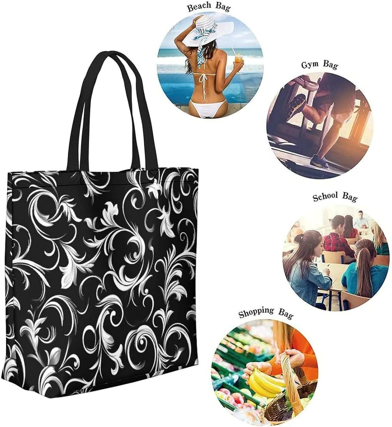 Canvas Tote Bag Large Women Casual Shoulder Bag Handbag Reusable Beach Shopping Grocery Bag For Outdoors