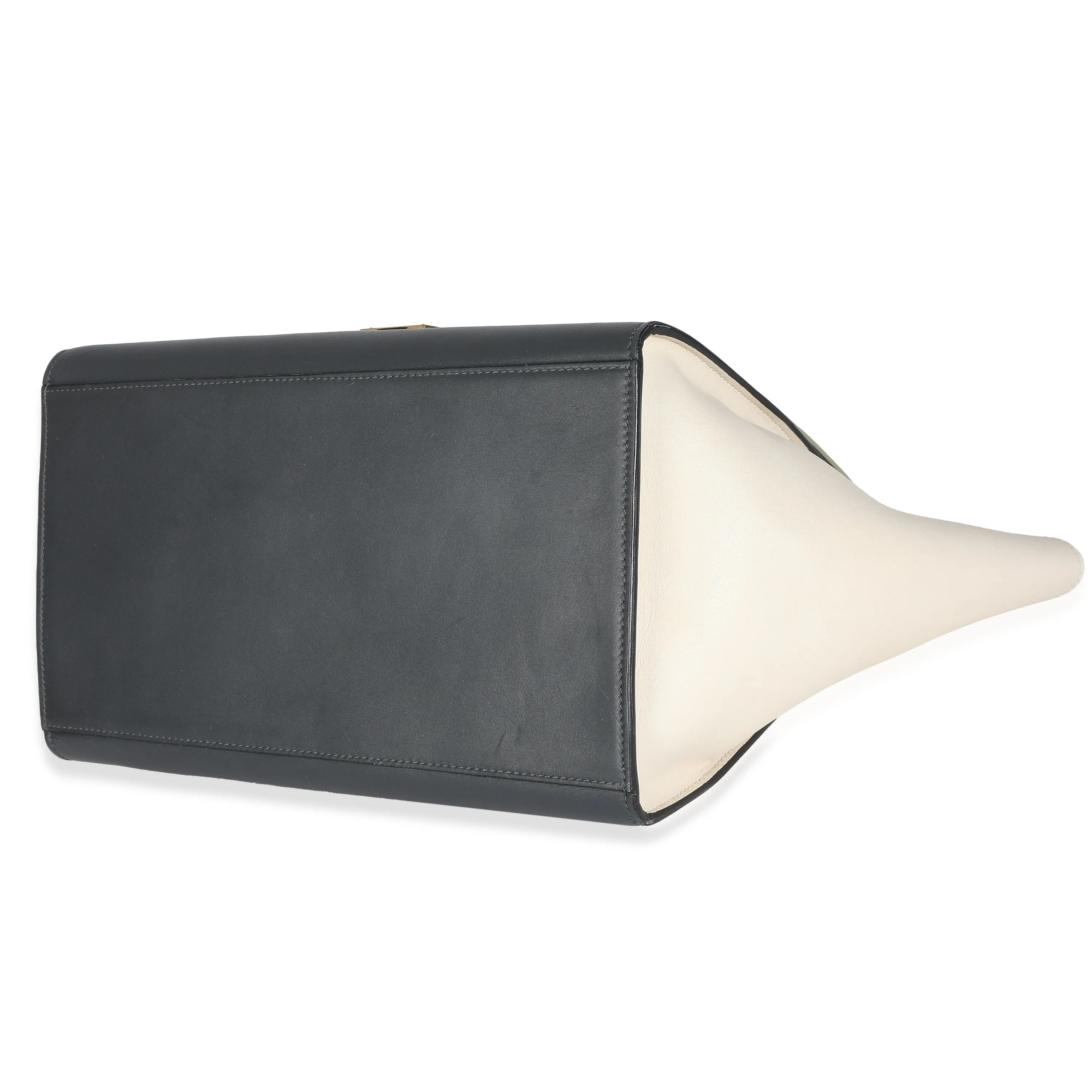 Celine Grey Green Beige Tricolor Calfskin Small Trapeze