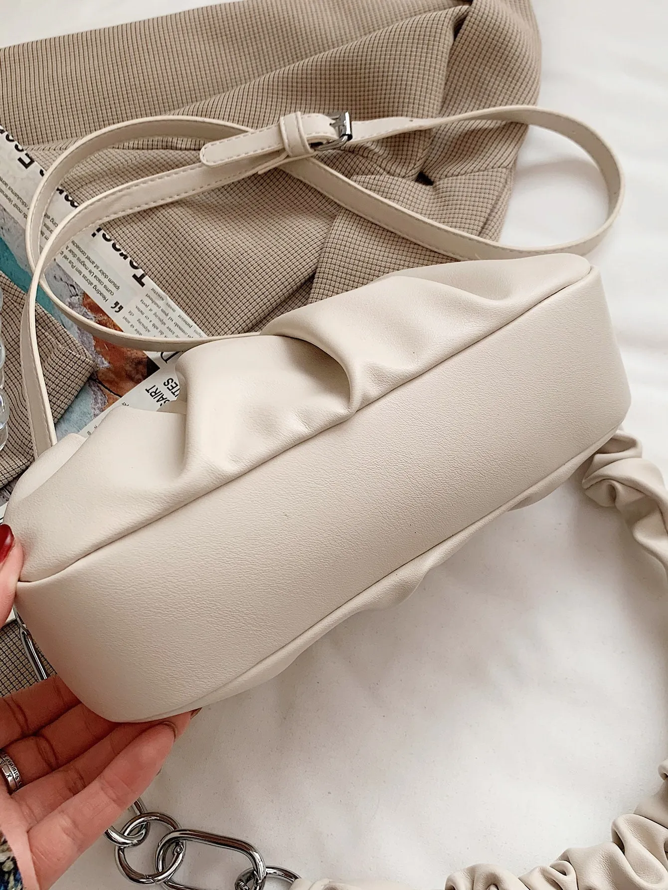 Chain Link Ruched Bag