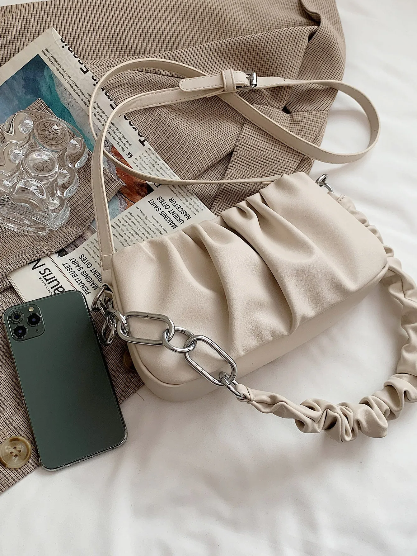 Chain Link Ruched Bag