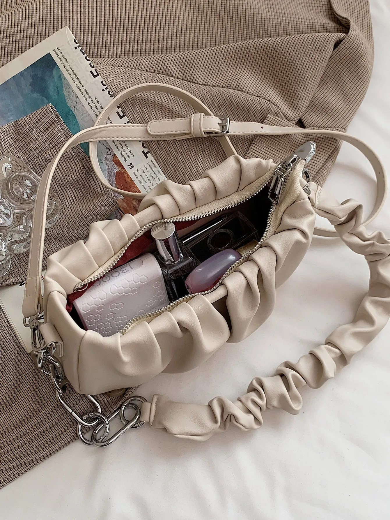 Chain Link Ruched Bag
