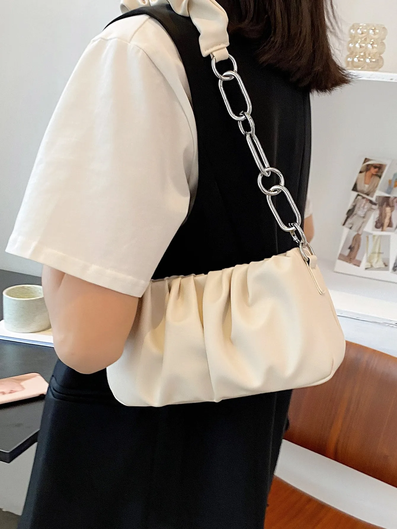 Chain Link Ruched Bag