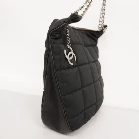 CHANELAuth  Chocolate Bar Chain Shoulder Women's Nylon Shoulder Bag Black