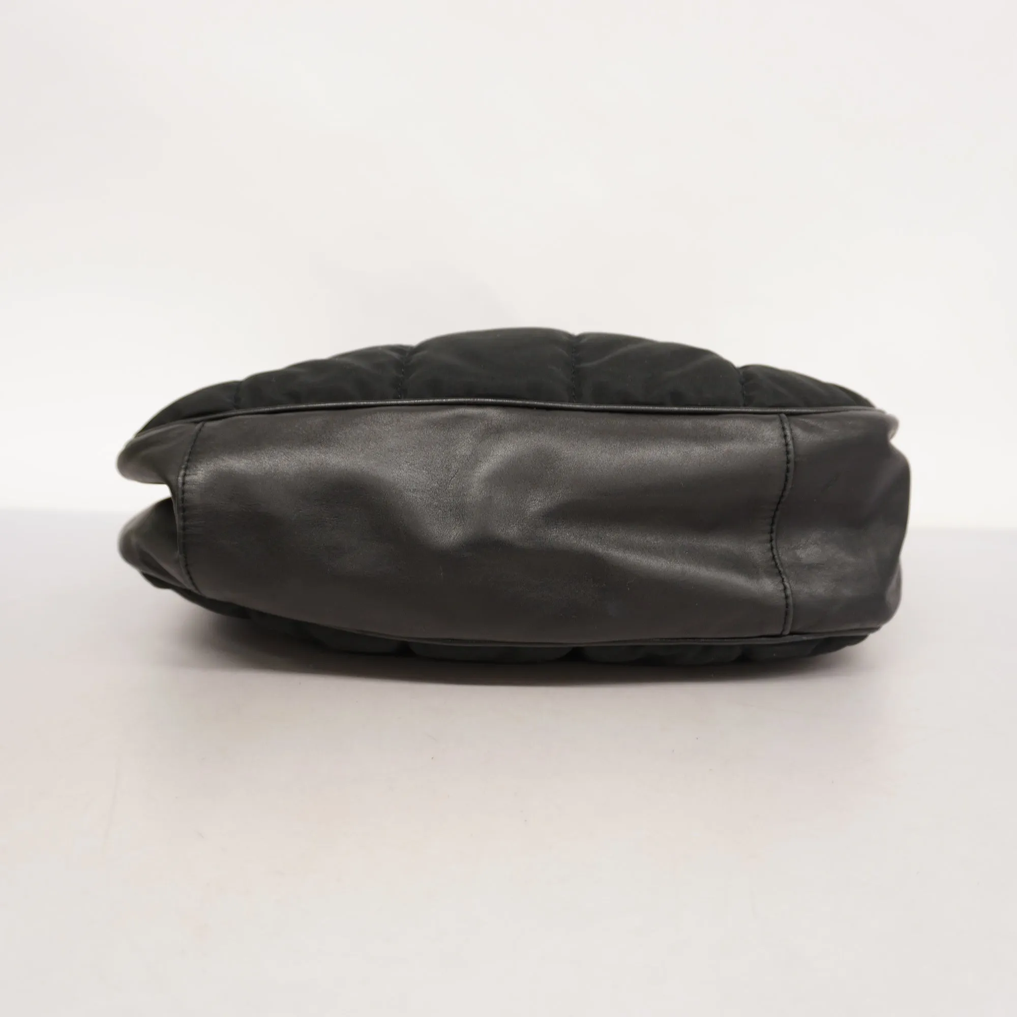 CHANELAuth  Chocolate Bar Chain Shoulder Women's Nylon Shoulder Bag Black