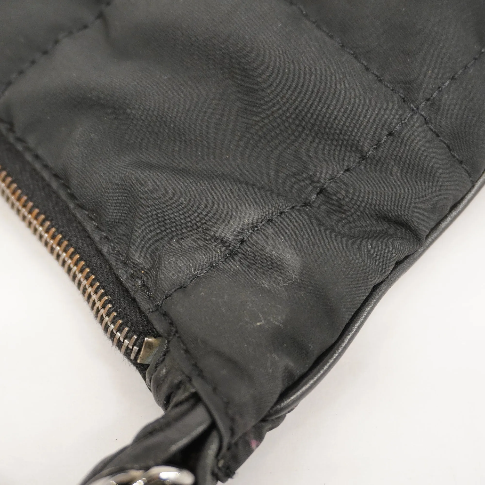 CHANELAuth  Chocolate Bar Chain Shoulder Women's Nylon Shoulder Bag Black