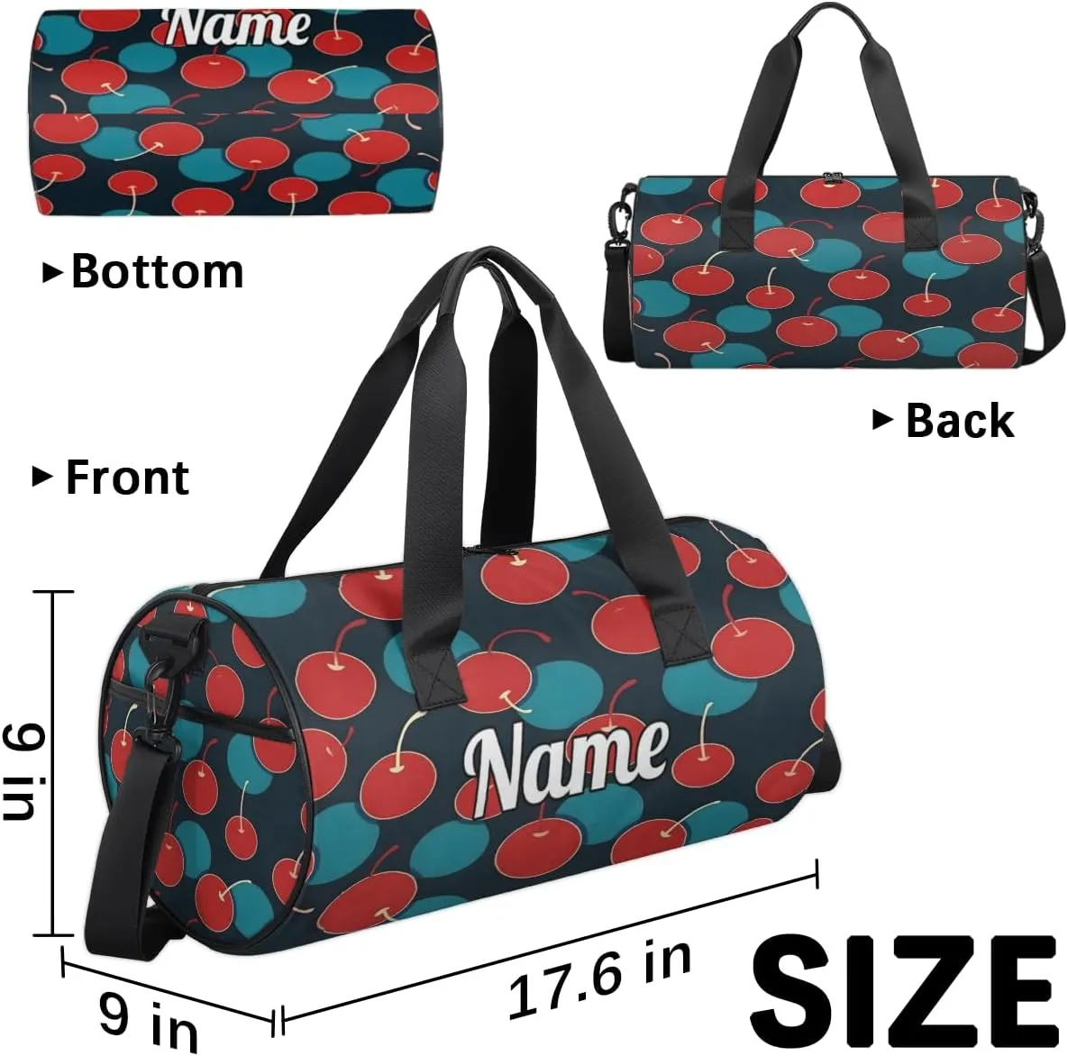 Custom Dance Duffel Bag Sport Backpacks Gyms and Weekend Overnight Travel Duffle Bag Birthday Christmas Halloween Waterproof, Summer Fruit Apples