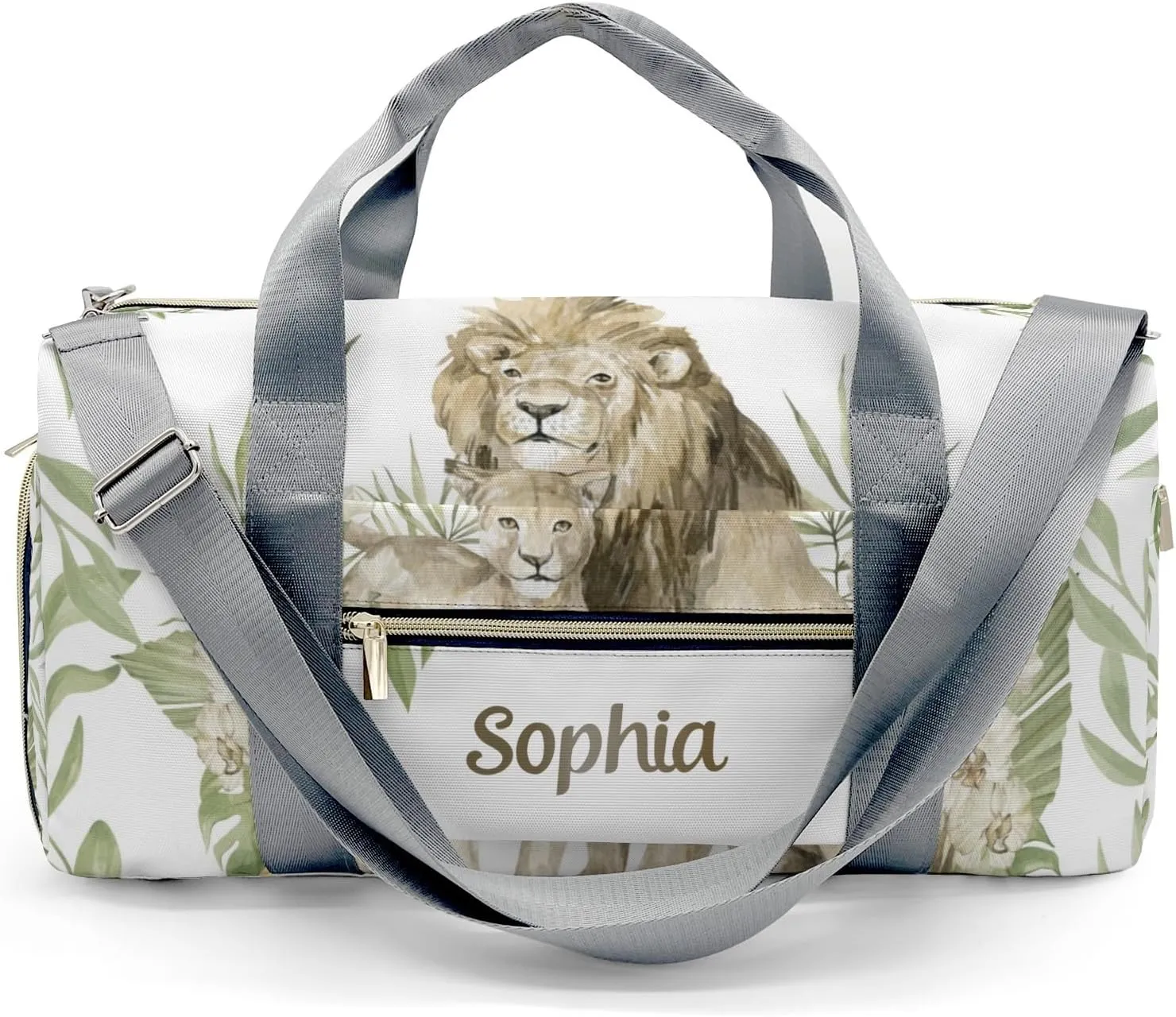 Custom Duffel Bag Watercolor Lions Floral Tropical Leaves Adventure Awaits: Best Travel Bags for Hiking and Sports