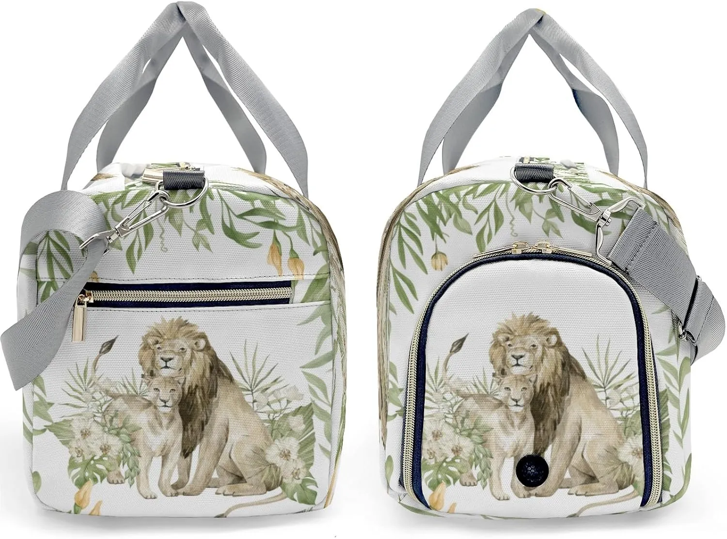 Custom Duffel Bag Watercolor Lions Floral Tropical Leaves Adventure Awaits: Best Travel Bags for Hiking and Sports