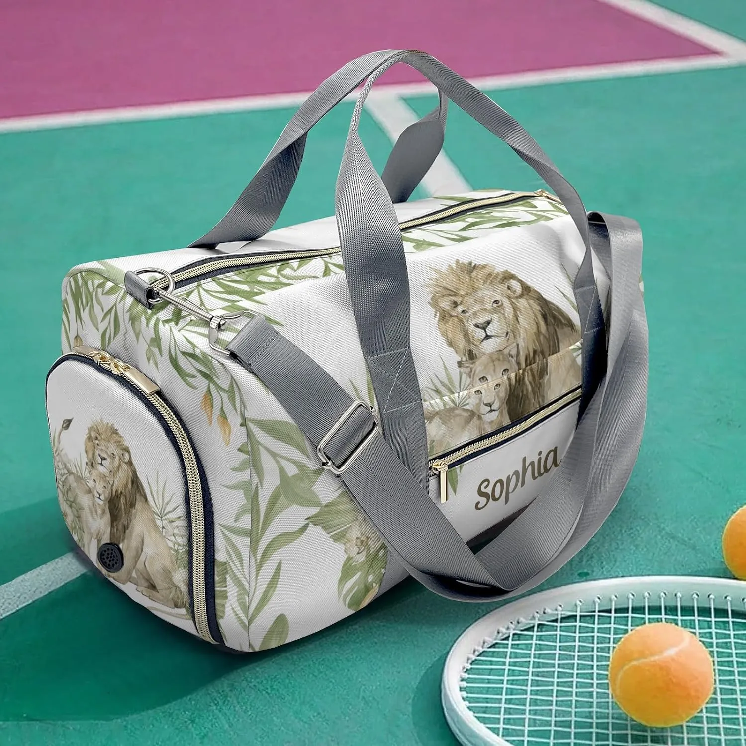 Custom Duffel Bag Watercolor Lions Floral Tropical Leaves Adventure Awaits: Best Travel Bags for Hiking and Sports