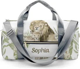 Custom Duffel Bag Watercolor Lions Floral Tropical Leaves Adventure Awaits: Best Travel Bags for Hiking and Sports